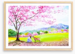 Under the cherry tree Framed Art Print 359480332