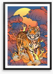 Fire tiger Framed Art Print 362113428