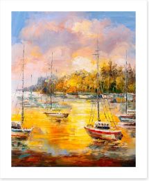 Golden bay boats Art Print 366310400