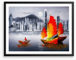 Victoria Harbour moon Framed Art Print 366536671