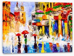 Sunny shower street Stretched Canvas 368277126