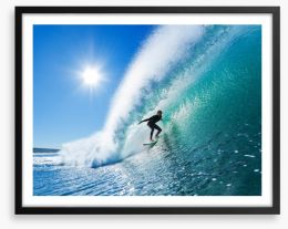 Surfer on blue ocean wave Framed Art Print 37320867