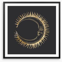 The golden moon Framed Art Print 375322100