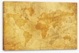 Yellowed world map Stretched Canvas 38141894