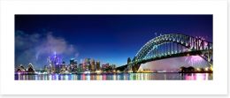 Sydney Harbour NYE fireworks panorama Art Print 38296723