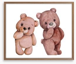 Bear mischief Framed Art Print 383307053
