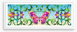Butterfly leaves window Framed Art Print 385177240