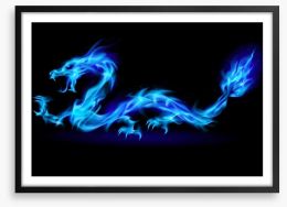 Blue fire dragon Framed Art Print 38934612