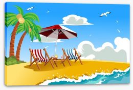 Deckchairs on the beach Stretched Canvas 38972716