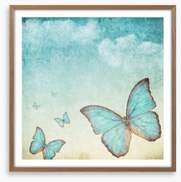 Vintage blue butterflies Framed Art Print 39296410