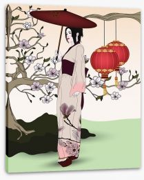 Geisha in the garden Stretched Canvas 39483021