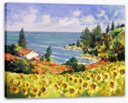 Sunflowers by the sea Stretched Canvas 39963653