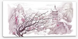 Temple in the mountains Stretched Canvas 40159643