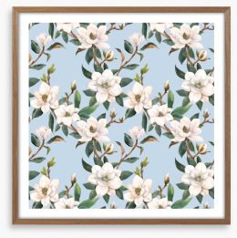 Blue sky magnolia Framed Art Print 409176887