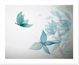 Azure butterfly leaves Art Print 40939035
