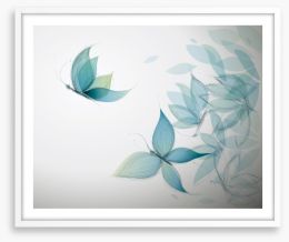Azure butterfly leaves Framed Art Print 40939035