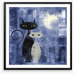 The moonlight cats Framed Art Print 41519464