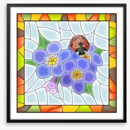 The ladybug window Framed Art Print 41538153