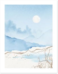 Moonrise blues Art Print 420153429