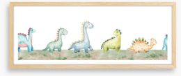 Dino walk panoramic Framed Art Print 422730733
