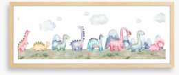 Dino parade panoramic Framed Art Print 422730851