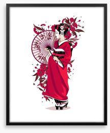 The geisha in red Framed Art Print 42337594