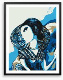 Lady in blue Framed Art Print 426421837