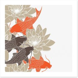 Lotus and koi Art Print 42915902