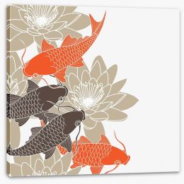 Lotus and koi Stretched Canvas 42915902