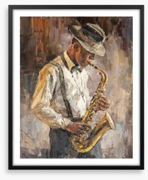 The saxophone player Framed Art Print 429811934