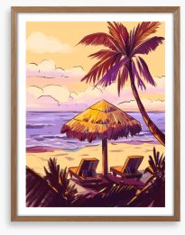 Golden sky beach Framed Art Print 430817644