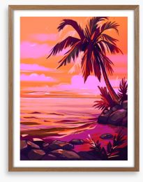 Orange sky beach Framed Art Print 430817735