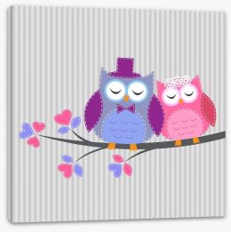 Owls in love Stretched Canvas 44091333