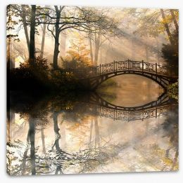 Old bridge in the misty park Stretched Canvas 44630410