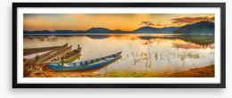 Rowing boats at sundown Framed Art Print 44669436