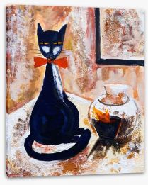 Chat noire avec un vase Stretched Canvas 45354206