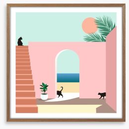 Black cat arch Framed Art Print 468540084