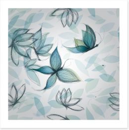 Azure flower butterflies Art Print 47001079