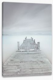 Pier on the frozen lake Stretched Canvas 47399497