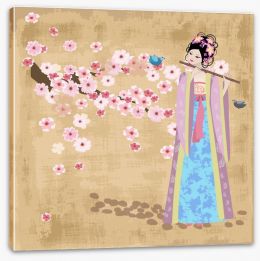 Flute and cherry blossom Stretched Canvas 47570457