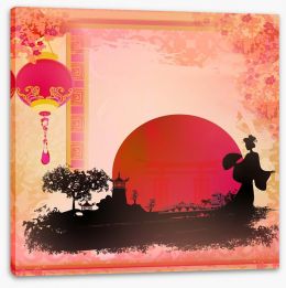 Pagoda sunset Stretched Canvas 47600094