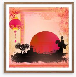 Pagoda sunset Framed Art Print 47600094