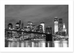 Brooklyn Bridge at night Art Print 47820651