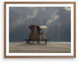 Together in the rain Framed Art Print 48939769