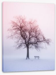 Winter tree in foggy sunrise Stretched Canvas 49035022