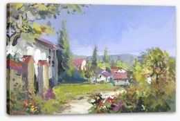Summer day in the village Stretched Canvas 49042349