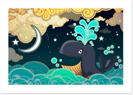 Moonlight whale Art Print 49203029