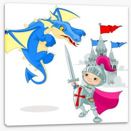 Knights and Dragons Stretched Canvas 49218256