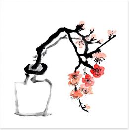 Plum blossoms in ink Art Print 49295087