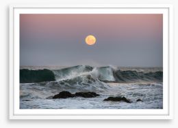Wild ocean supermoon Framed Art Print 496215314